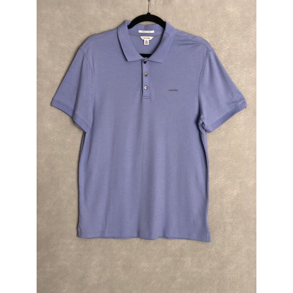 Calvin Klein Short Sleeve Polo Men's Medium Liquid Cotton Lavender